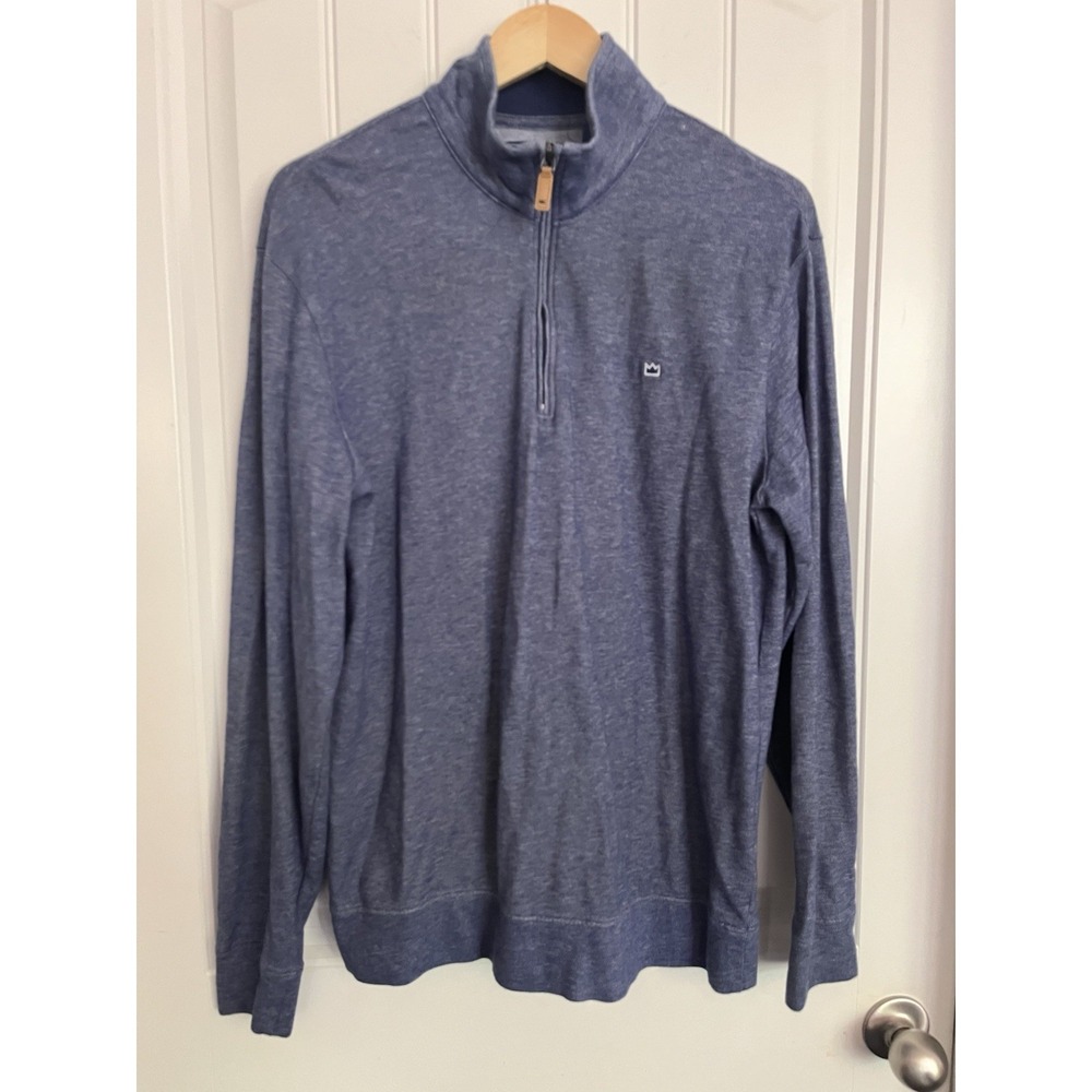 Crown & Ivy Mens Medium Indigo Long Sleeve Quarter Zip Sweatshirt Golf Shirt 528